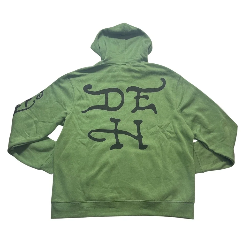 Ed Hardy Hoodie Mens XL Army Green NEW Rose Tattoo Graphic Full Zip EEHM1301-14